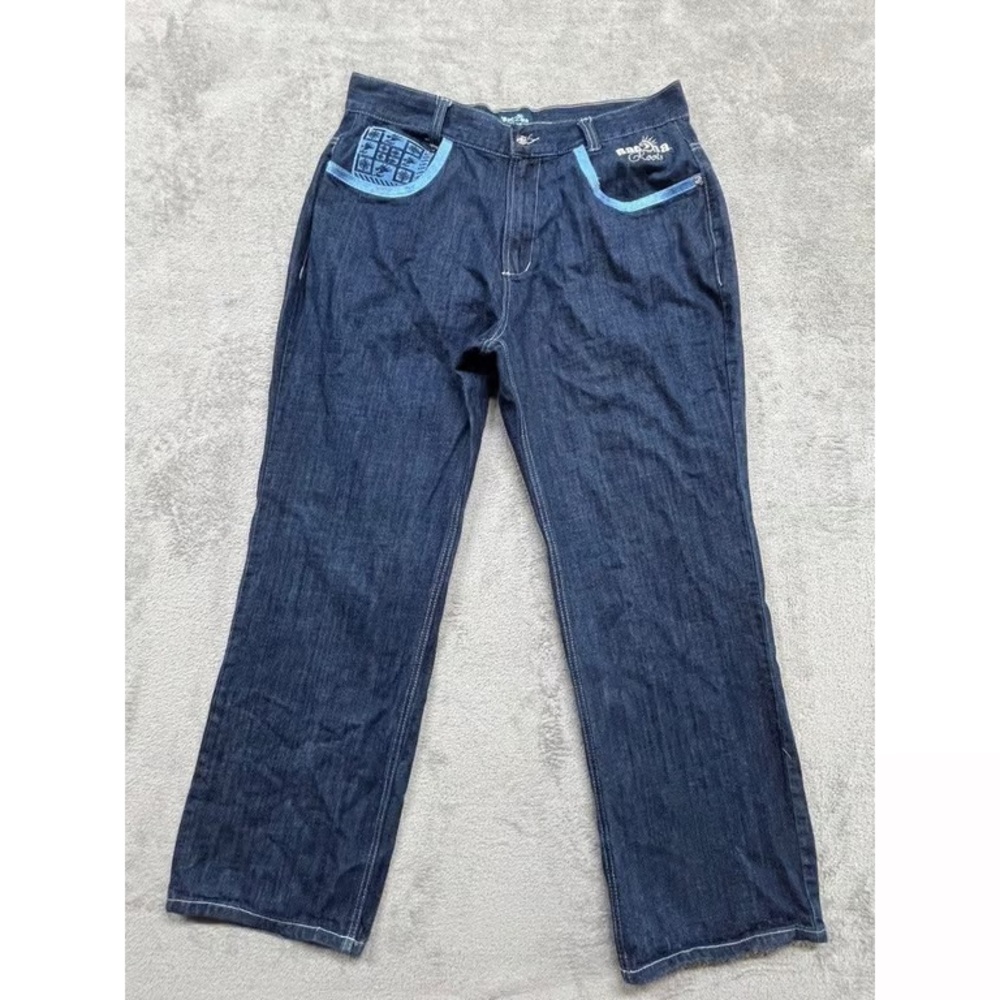 Men's Blue Jeans with Light Blue Accents